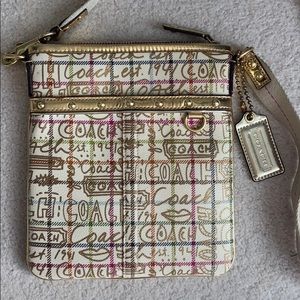 Coach RARE Tattersall Gold Metallic Crossbody
